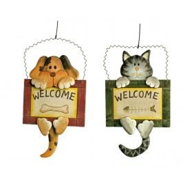 Sada 2 nástěnných dekorací Welcome Dog and Cat