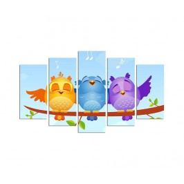 Obrázek Sada 5 obrazů Singing Owls Dekorace pro děti