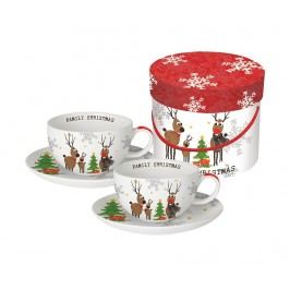 Sada 2 šálků a 2 podšálků Family Christmas
