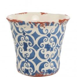 Obrázek TERRACOTTA Květináč 13 cm - bílá/modrá Dekorativní vázy