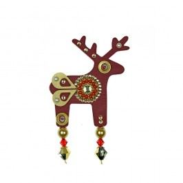 Červená brož Deers Belisea, 7 cm