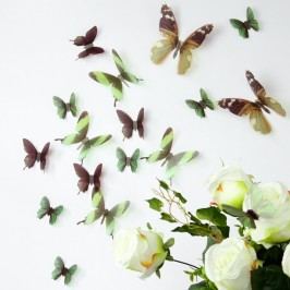Obrázek Sada 18 zelených adhezivních 3D samolepek Ambiance Butterflies Tapety a nálepky