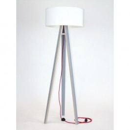 Šedá stojací lampa s bílým stínítkem a červeným kabelem Ragaba Wanda