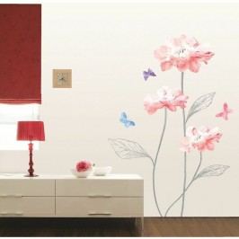 Obrázek Samolepka Ambiance Light Pink Flowers And Butterflies Tapety a nálepky