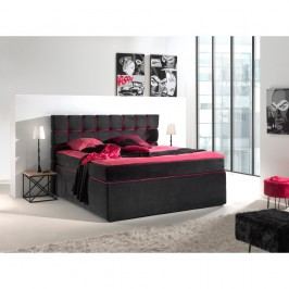 Černorůžová dvoulůžková boxspring postel Sinkro Play Safe, 200 x 200 cm