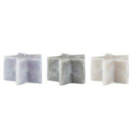 Obrázek Sada 3 šedých svíček KJ Collection Stars, ⌀ 14 × 8,5 cm Svíčky a aromalampy