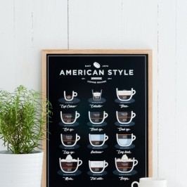 Černý plakát Follygraph American Style Coffee, 30 x 40 cm