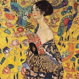 Reprodukce obrazu Gustav Klimt Lady With Fan, 70 x 70 cm