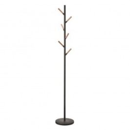 Černý stojací věšák s detaily z bukového dřeva YAMAZAKI Plain Pole Hanger