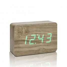Světle hnědý budík se zeleným LED displejem Gingko Brick Click Clock