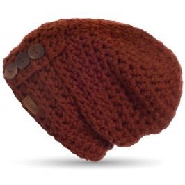 Ručně háčkovaná čepice s knoflíky DOKE Marsala