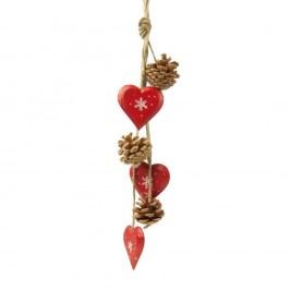 Závěsná dekorace Antic Line Red Hearts and Pinecones III