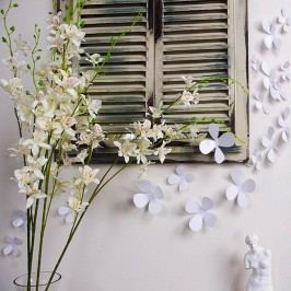 Obrázek Sada 12 bílých adhezivních 3D samolepek Ambiance Flowers Tapety a nálepky