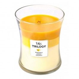 Svíčka s vůní ananasu, citrusů a kokosu WoodWick Trilogy Plody léta, doba hoření 60 hodin