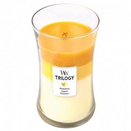 Svíčka s vůní ananasu, citrusů a kokosu WoodWick Trilogy Plody léta, doba hoření 130 hodin