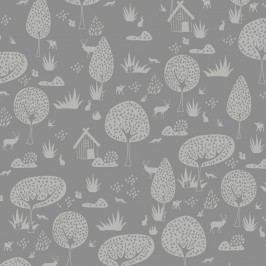 Šedá tapeta do dětského pokoje Art For Kids Forest, 48 x 1000 cm