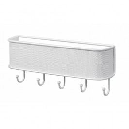 Bílý nástěnný držák InterDesign Mail and Key Rack, délka 26,5 cm