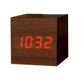 Obrázek Tmavě hnědý budík s červeným LED displejem Gingko Cube Click Clock Hodiny a budíky