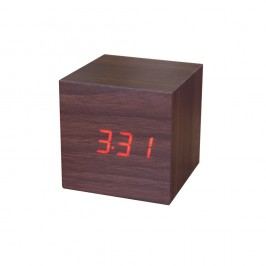 Hnědý budík s červeným LED displejem Gingko Cube Click Clock