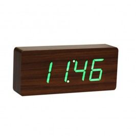 Obrázek Tmavě hnědý budík se zeleným LED displejem Gingko Slab Click Clock Hodiny a budíky