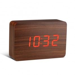 Tmavě hnědý budík s červeným LED displejem Gingko Brick Click Clock