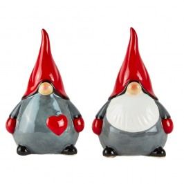 Sada 2 dekorativních vánočních keramických figurek KJ Collection Snowy Time, výška 15 cm