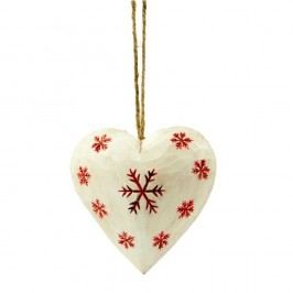 Závěsná dekorace Antic Line Heart with snowflake in white