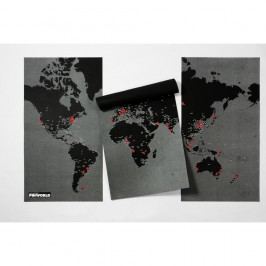 Černá nástěnná mapa světa Palomar Pin World XL, 198 x 124 cm