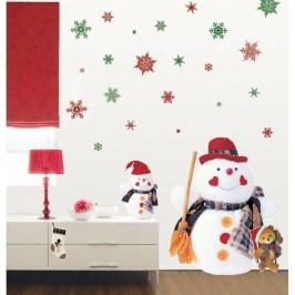 Obrázek Sada 30 vánočních samolepek Ambiance Christmas Red Flakes Tapety a nálepky