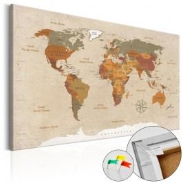 Nástěnka s mapou světa Bimago Beige Chic, 120 x 80 cm