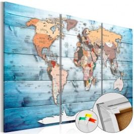 Obrázek Vícedílná nástěnka s mapou světa Bimago Sapphire Travels, 120 x 80 cm Obrazy, rámy a tabule