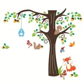 Obrázek Sada nástěnných dětských samolepek Ambiance Nut Tree And Fox Tapety a nálepky