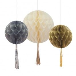 Papírové dekorace Honeycomb With Tassels, 3 ks